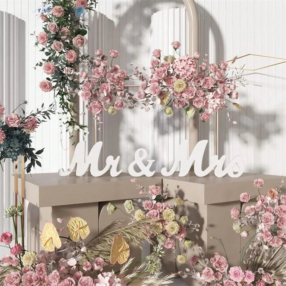 3pcs/set Wooden Mr & Mrs Sign Decoration For Wedding Party, Ceremony Check-In Desk, Dining Table, Suitable For Home, Hotel Decor