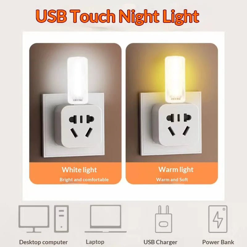 10LEDs USB Touch Dimming Night Light 5V Portable 3000K/6500K Bulb for Bedroom Study PC Laptop Mob...