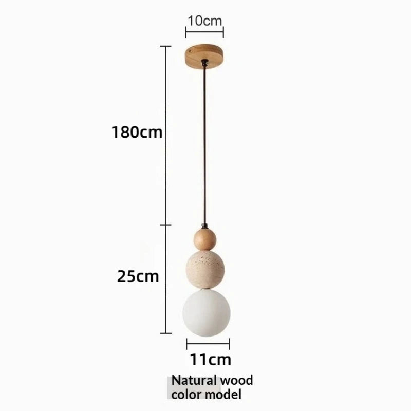 Cream Style Pendant Lamp Bedroom Bedside Led Chandelier Stone Wood Light Designer Bauhaus Medieval Restaurant Bar Small Lights