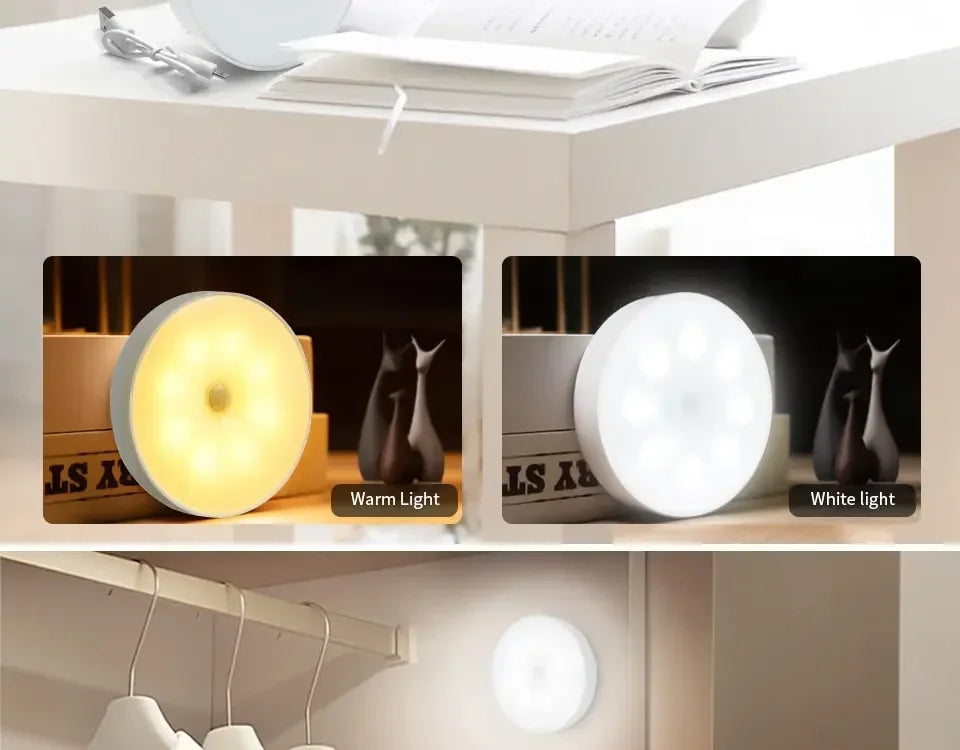 LED Motion Sensor Light Night Light USB Rechargeable Night Lamp for Kitchen Cabinet Wardrobe Lamp...