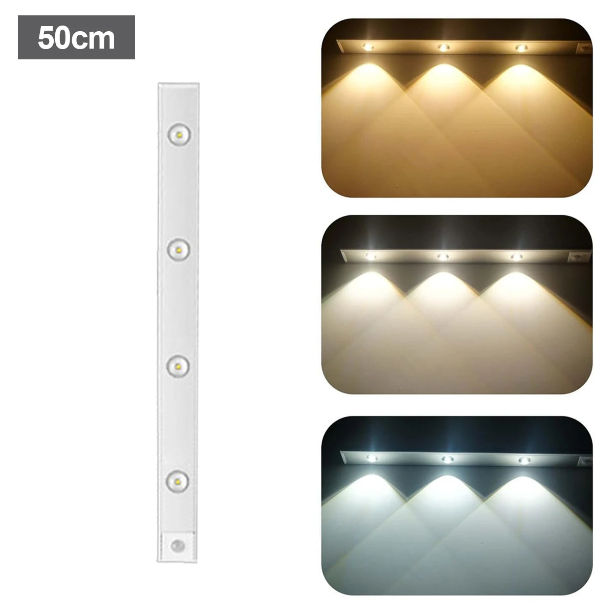 Ultra Slim Led Motion Sensor Light Strip Tricolor Lamp Usb Rechargeable Lights Leds Night With Pa...