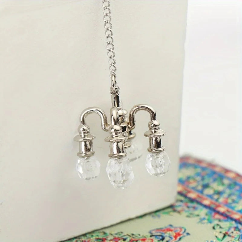 1:12 Scale Vintage Chandelier Mini Furniture Toy Playing House Miniature Dollhouse Ornament Ceiling Lamp Model Doll Accessories