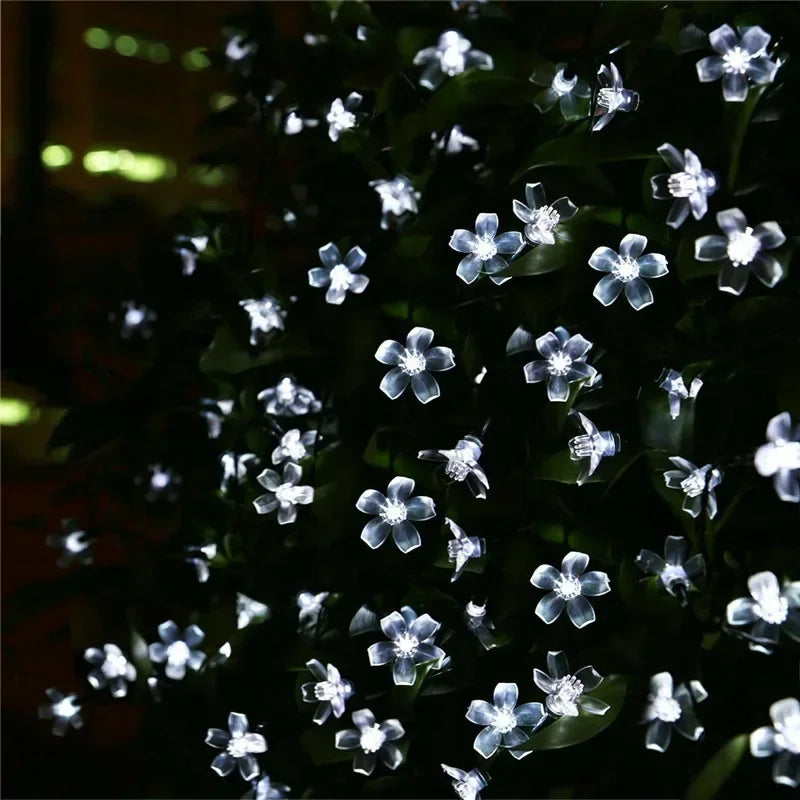 Solar Cherry Garden Flower LightsBattery-operated Garland Solar Outdoor Waterproof Lawn Pathway Christmas Decoration
