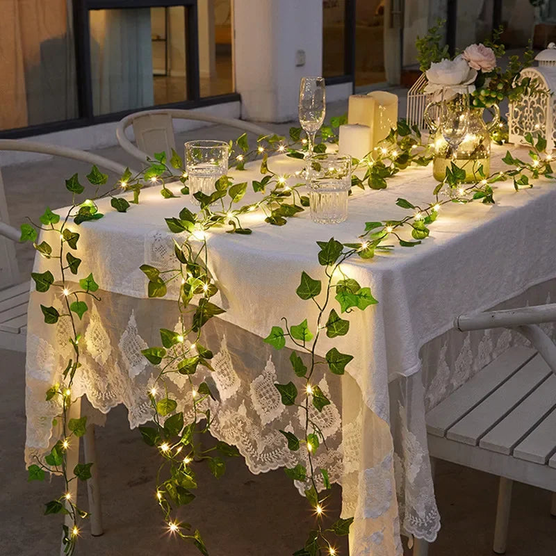 String Lights Artificial Vine Fairy Lights Battery Powered Christmas Tree Garland Light Flower Gr...
