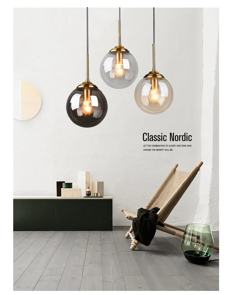 Modern Glass Hanging Lamp E27 Clear Amber Stone Chandelier  Nordic Home Decor Lighting for Living Room Cord Pendant Lights