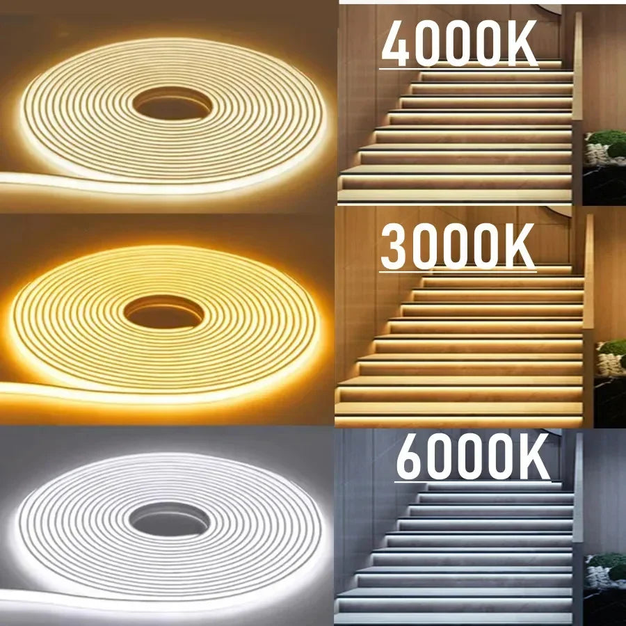 1-30M COB LED Lamp Strip 288LEDs/m RA90 Outdoor IP65 Waterproof Switch/Dimmable Power EU Plu...