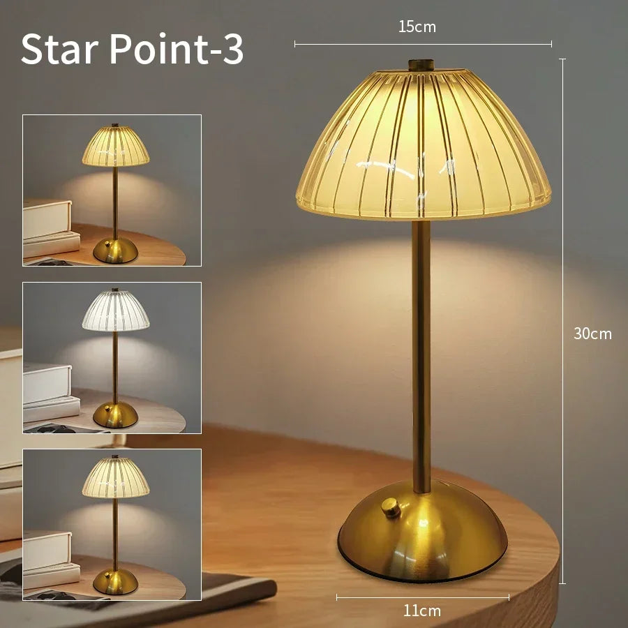 USB Rechargeable LED Table Lamp Touch Sensor Desktop Night Light For Bar Hotel Restaurant Bedroom Atmosphere Room Decor Lighting