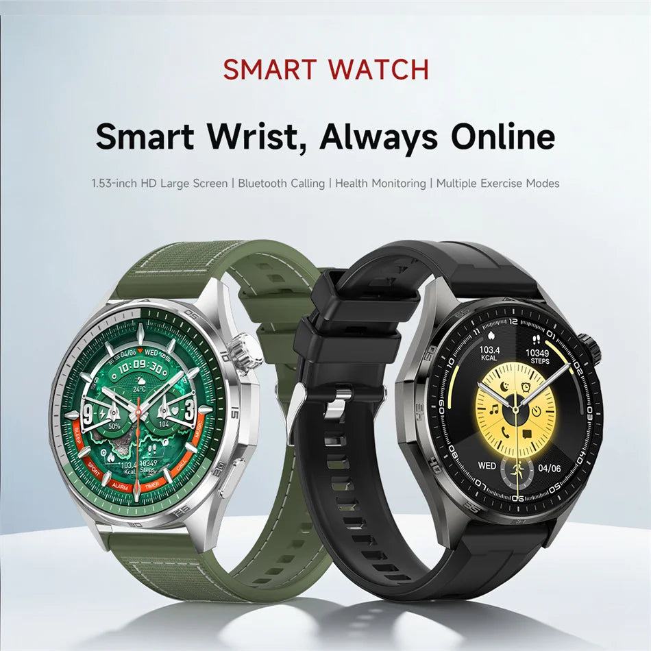 2026 New Bluetooth Call Smart Watch Men 1.53-inch AMOLED HD Screen Sports IP68 Waterproof Heart Rate Smartwatch Watch 6 Pro