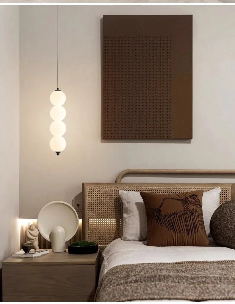 Bedside Pendant Lights for Bedroom Nordic 4 Ball Pendant Lamp for TV Background Kitchen Island Restaurant Dinning Room LED Light