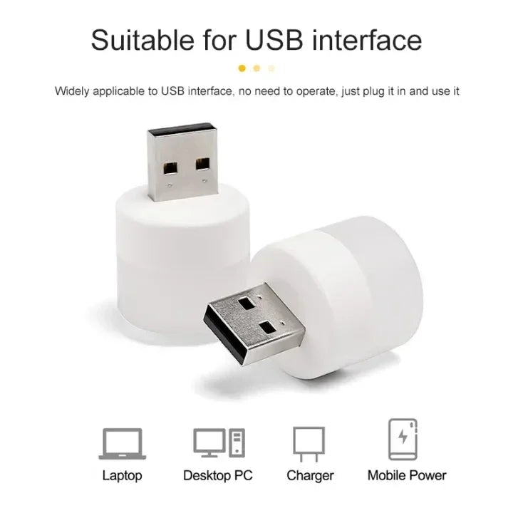 USB Night Light Mini LED Night Light USB Plug Lamp Power Bank Charging USB Book Lights Round Read...