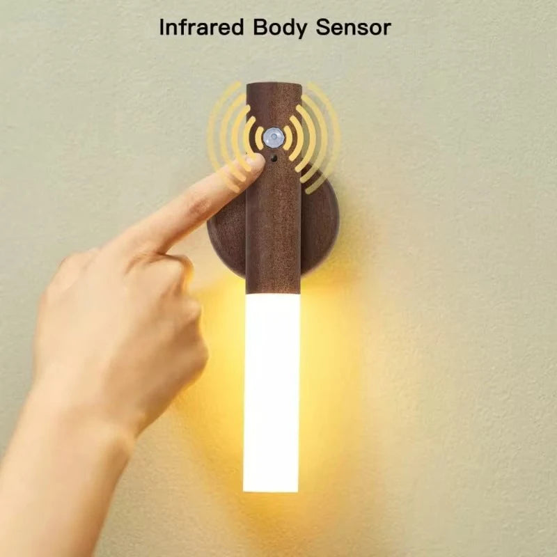 Night Light Motion Sensor Night Lights Rechargeable Wall Sconces Magnetic Wall Lights Wooden Wall...
