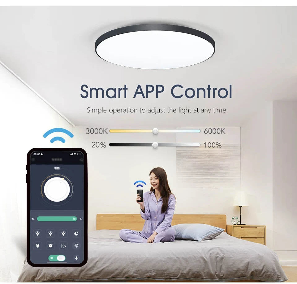 Smart Led Ceiling Lamp 36W 50W Dimmable Modern Led Ceiling Lights With APP Remote Control For Bed...
