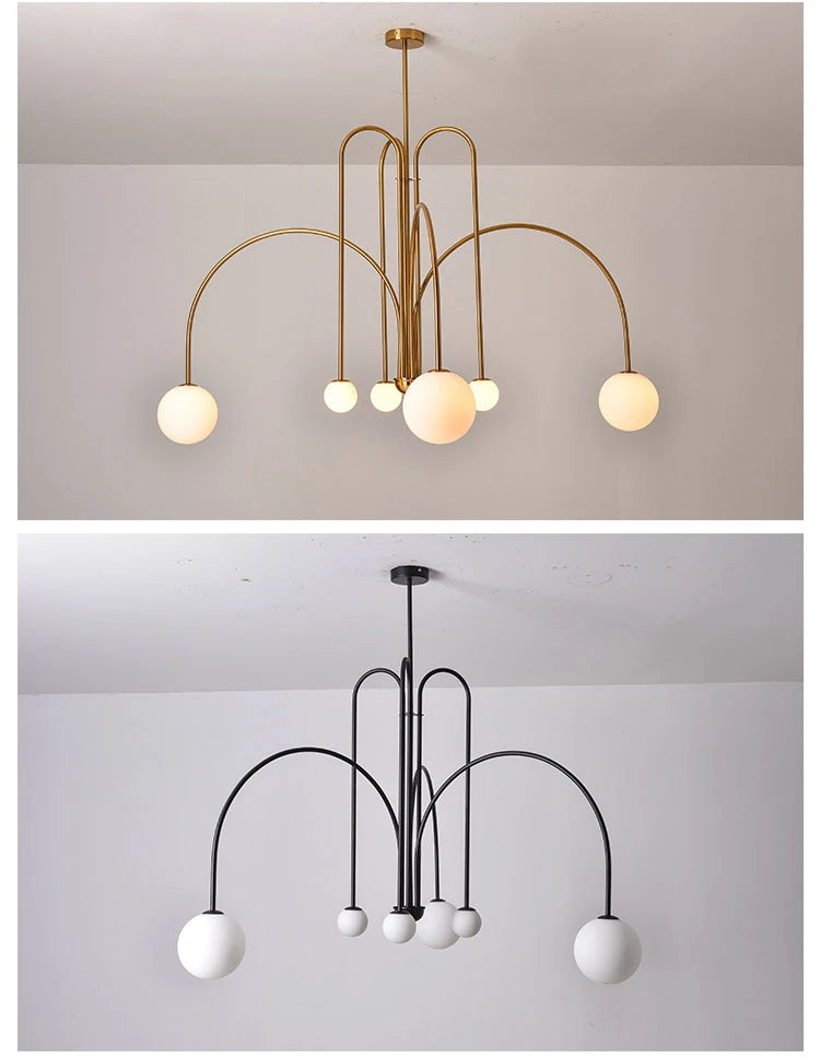 Nordic Minimalist Pendant Light for Living Room Restaurant Lamp Cafe Clothing Store Art Black Gold Red Chandelier