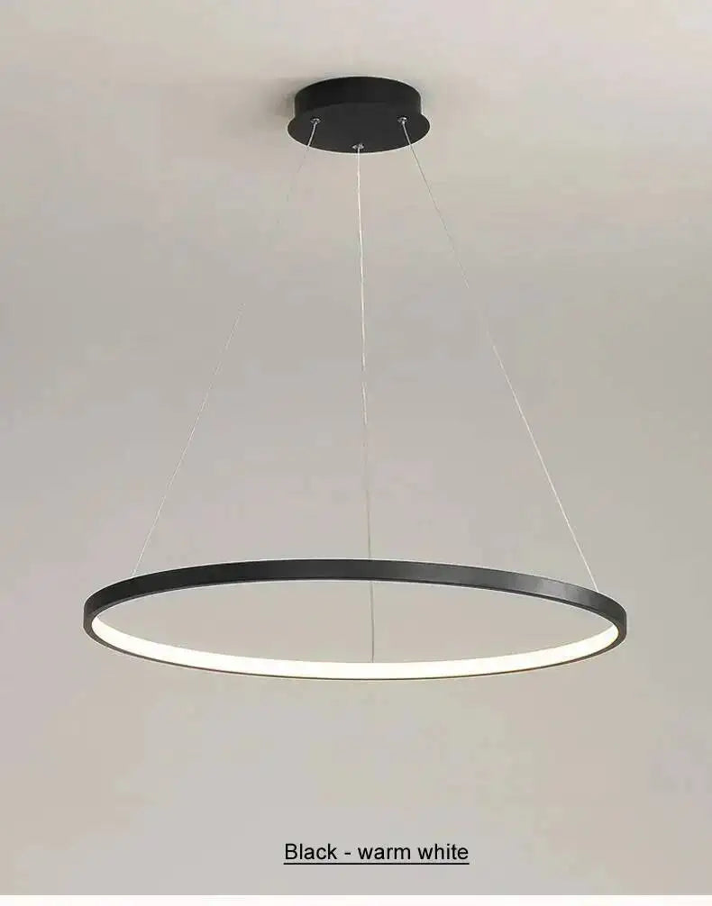 Nordic Ring Led Chandelier Lighting Aluminium Circle Lustre Dinning Room Pendant Lamp Black White Gold Frame Led Lamp Fixtures