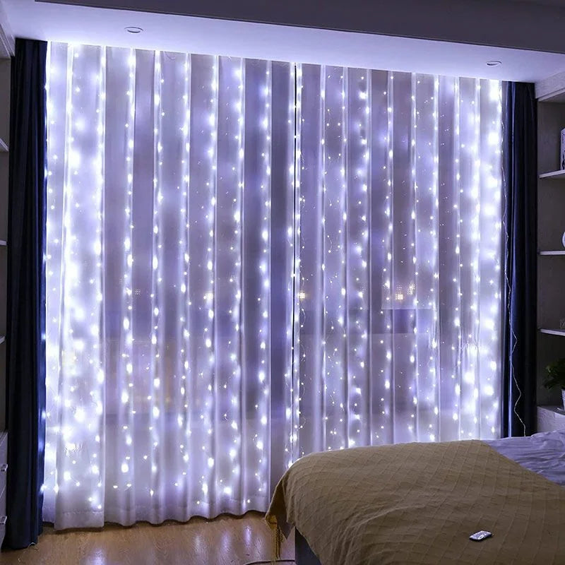 3/6M USB LED Curtain 8Modes Remote Control String Lights Holiday Wedding Fairy Garland Lights For...
