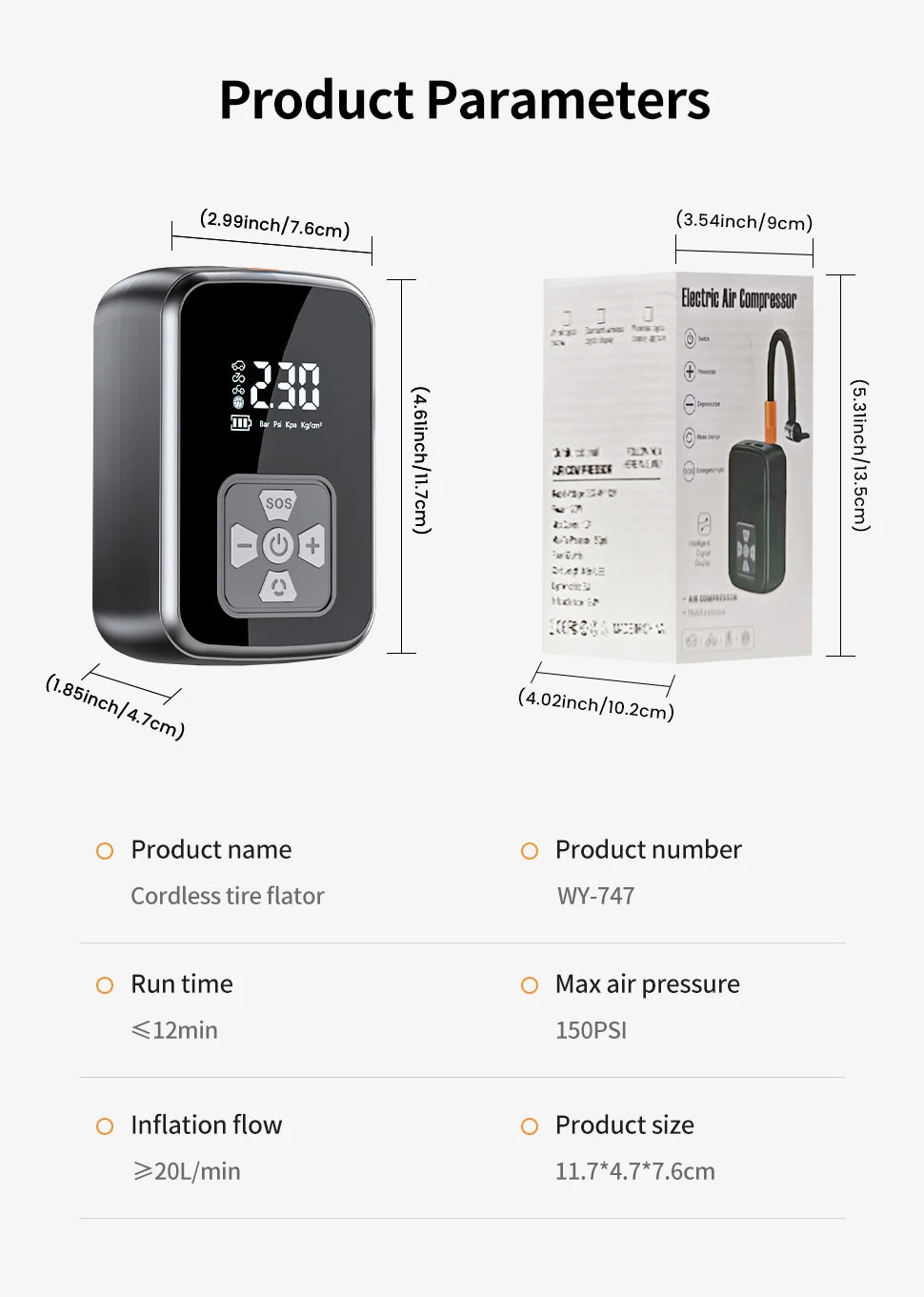 Portable Car Air Pump Electric Tire Inflator Pump Tool Intelligent Digital Display Tire Gases Machines Motorcycle Air Compressor