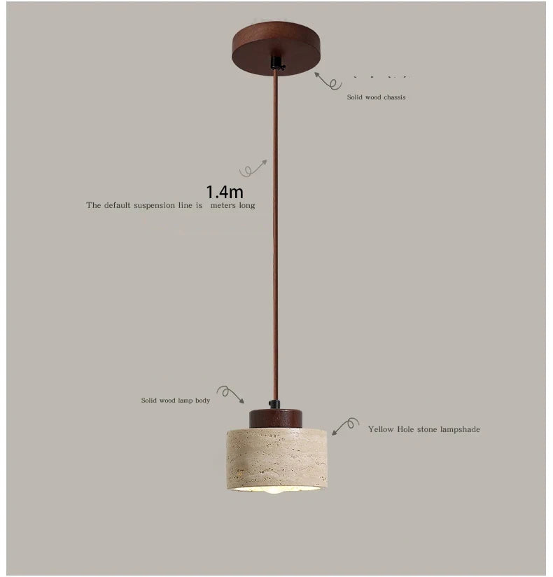 Japanese-Style Nordic Natural Yellow Cave Stone Retro Dining Room Bedroom Bedside Long Line Chandelier Yellow Cave Stone Lamp