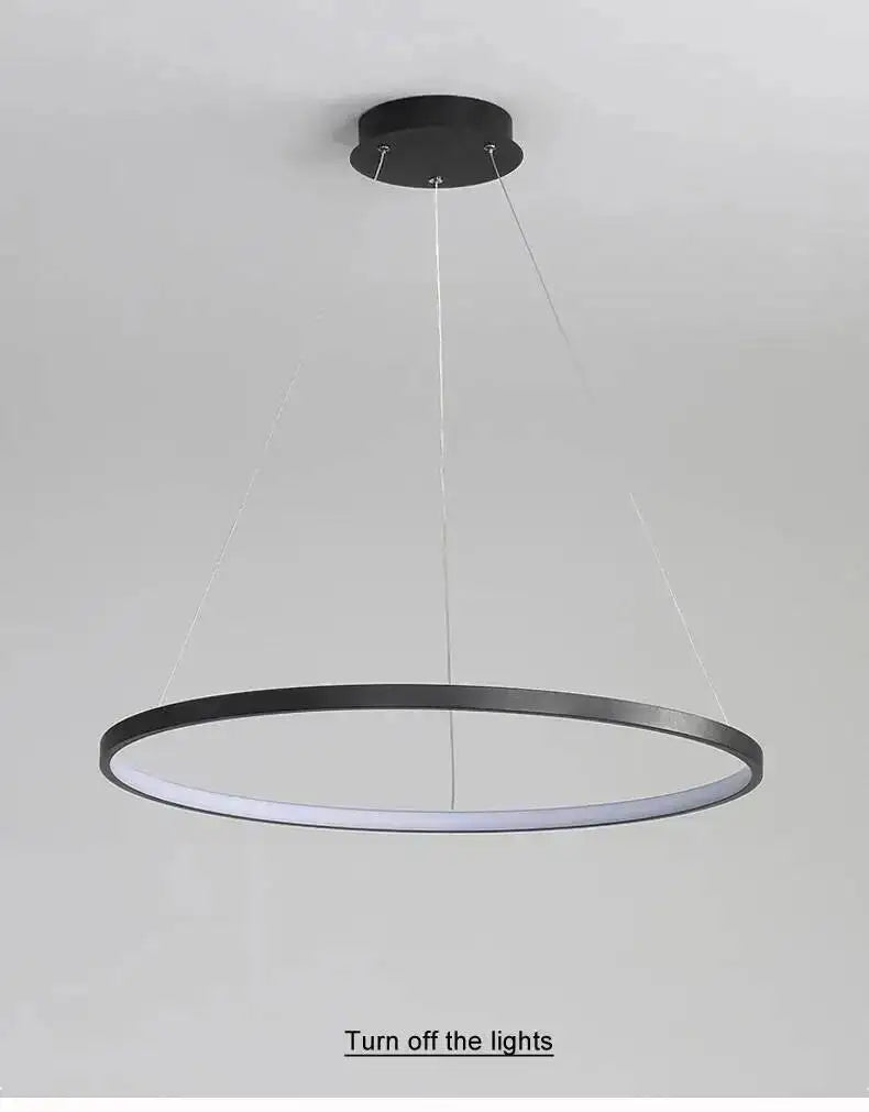 Nordic Ring Led Chandelier Lighting Aluminium Circle Lustre Dinning Room Pendant Lamp Black White Gold Frame Led Lamp Fixtures