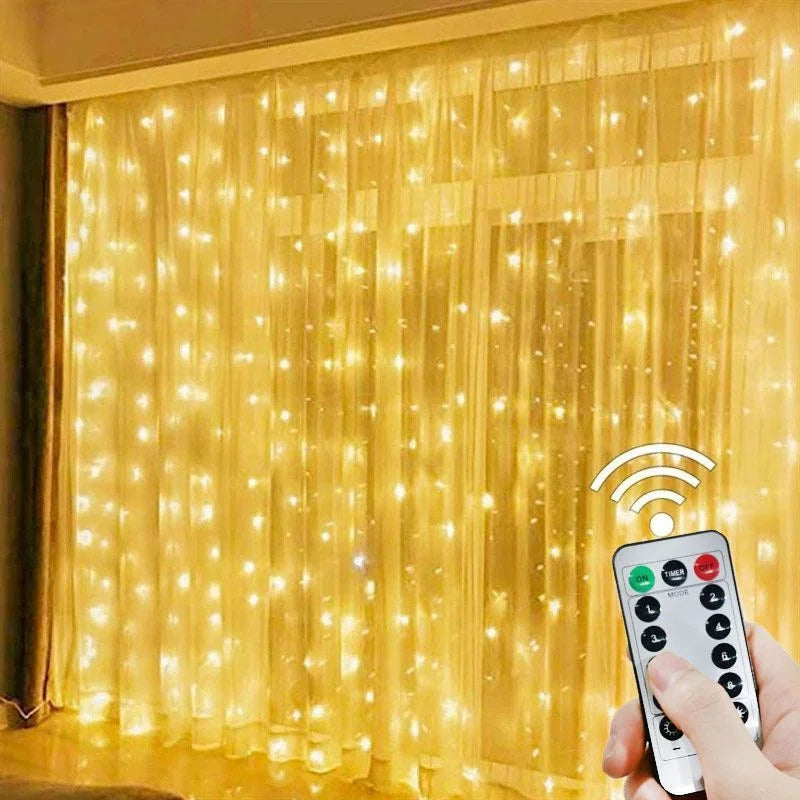 3/6M USB LED Curtain 8Modes Remote Control String Lights Holiday Wedding Fairy Garland Lights For...