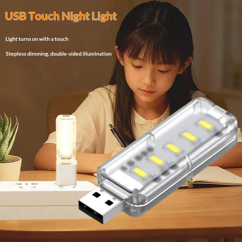10LEDs USB Touch Dimming Night Light 5V Portable 3000K/6500K Bulb for Bedroom Study PC Laptop Mob...