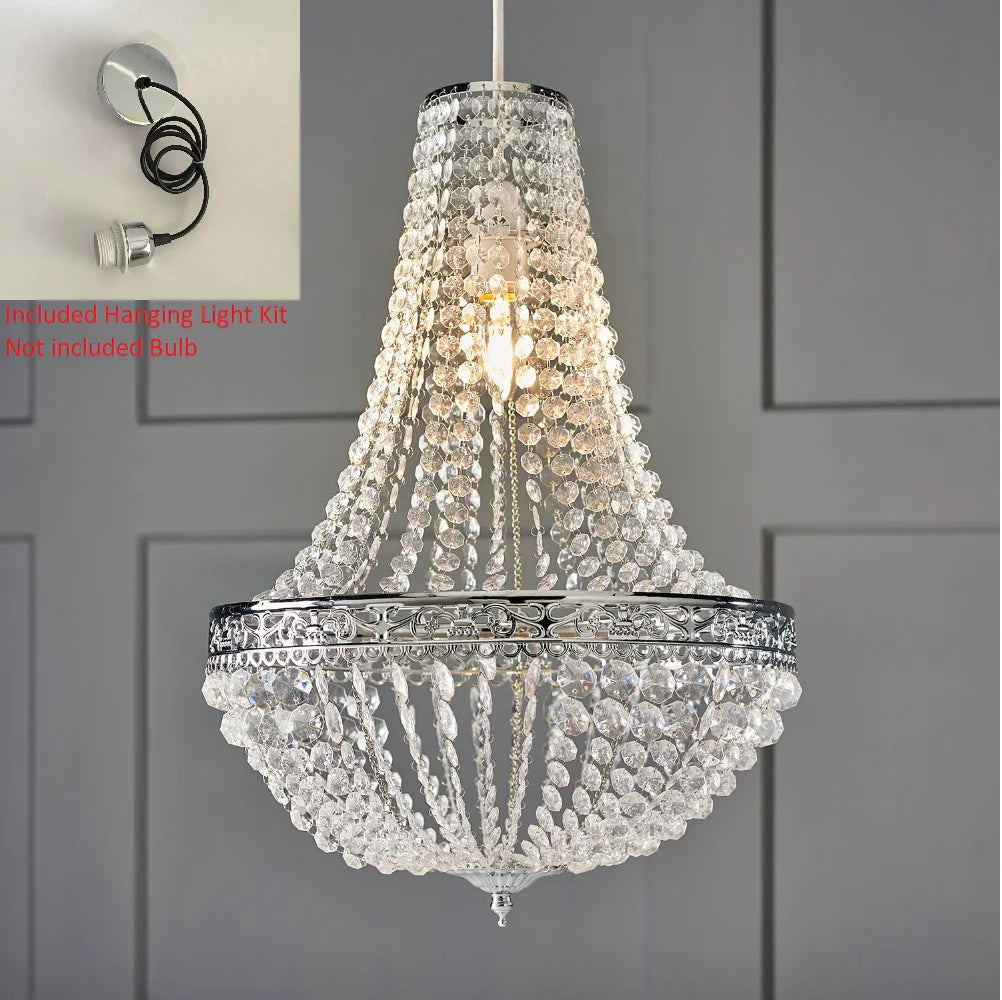 Premium Vintage Crystal Chandelier Ceiling Light Shade Drop Light Easy Fitting Charlotte Pendant Lampshade Without co...