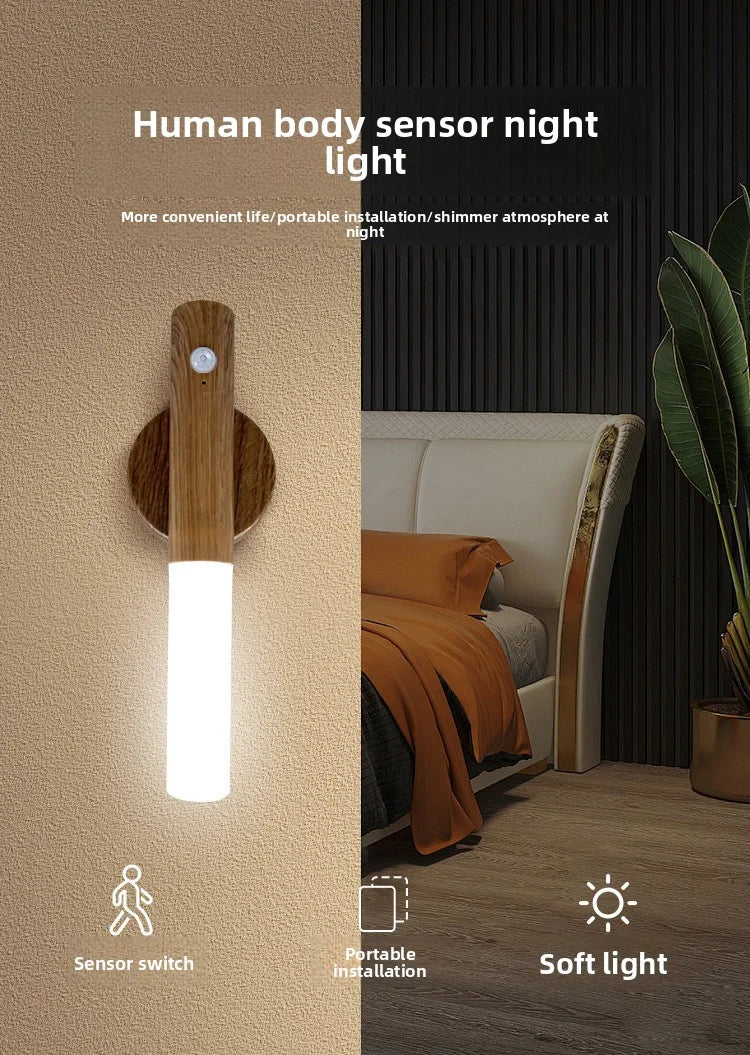 Night Light Motion Sensor Night Lights Rechargeable Wall Sconces Magnetic Wall Lights Wooden Wall...
