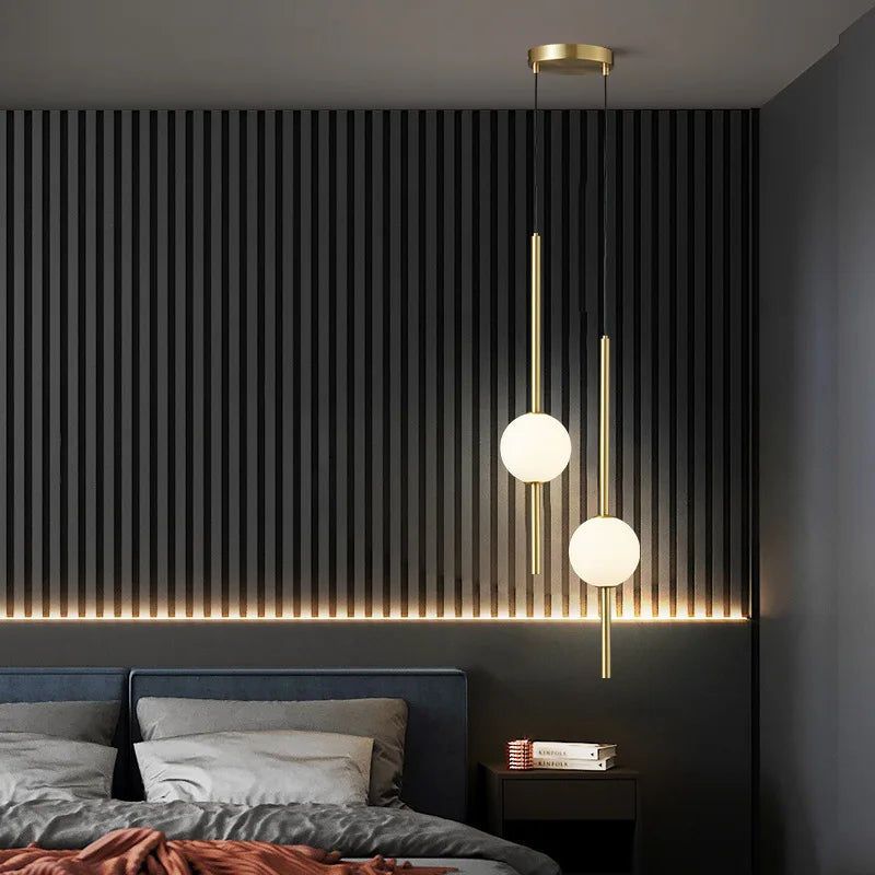 Bedside Pendant Lights for Bedroom Nordic 4 Ball Pendant Lamp for TV Background Kitchen Island Restaurant Dinning Room LED Light