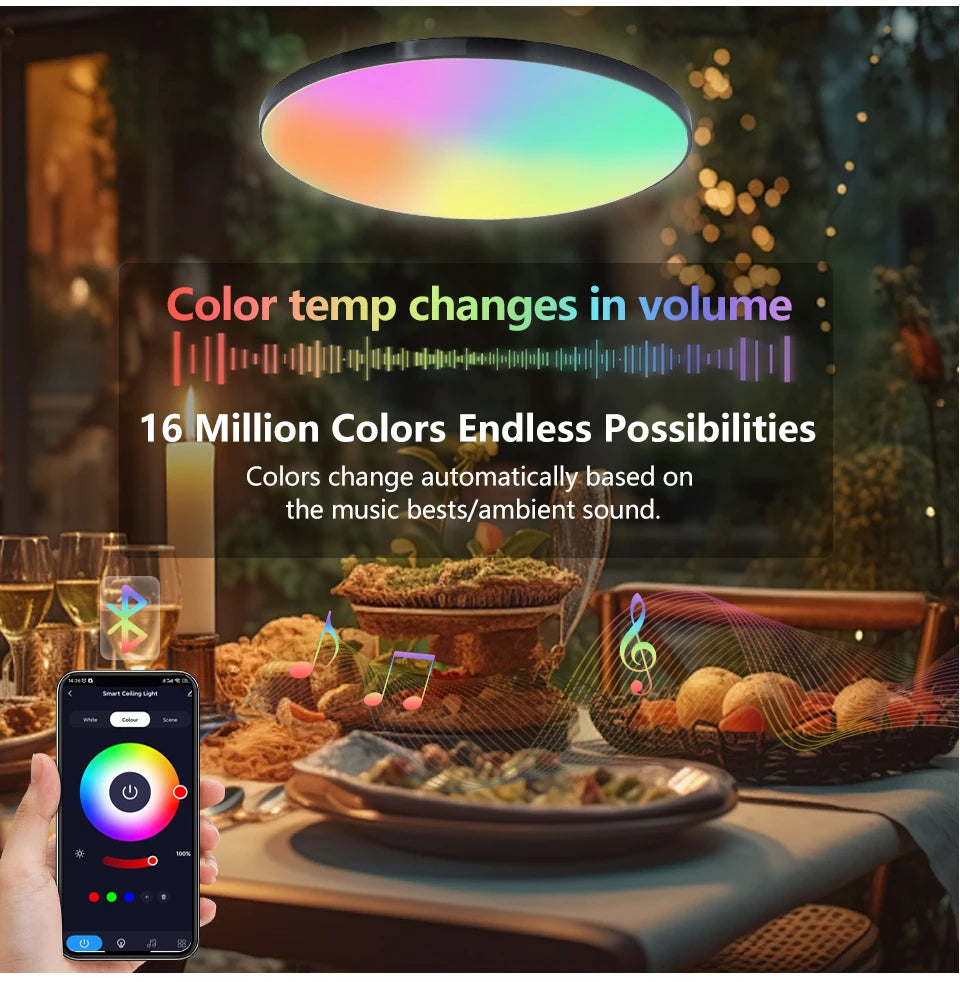 30W 36W Smart LED Ceiling Light RGB Dimming APP TUYA Remote Control Timing Indoor Home Decor Blue...