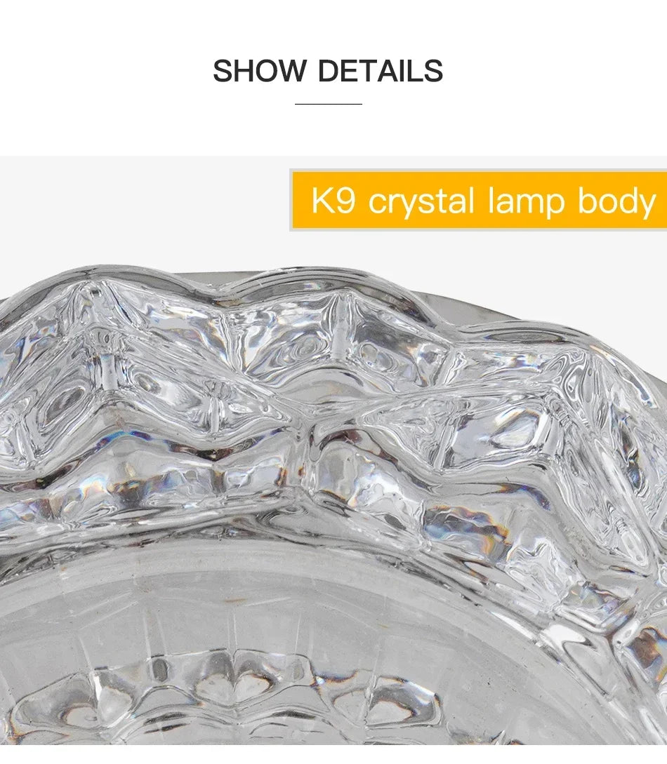 LED Crystal Lamp Embedded Ceiling Light for Home Living Room Corridor Decorative Ceiling Lamp Porch Balcony Indoor Lighting