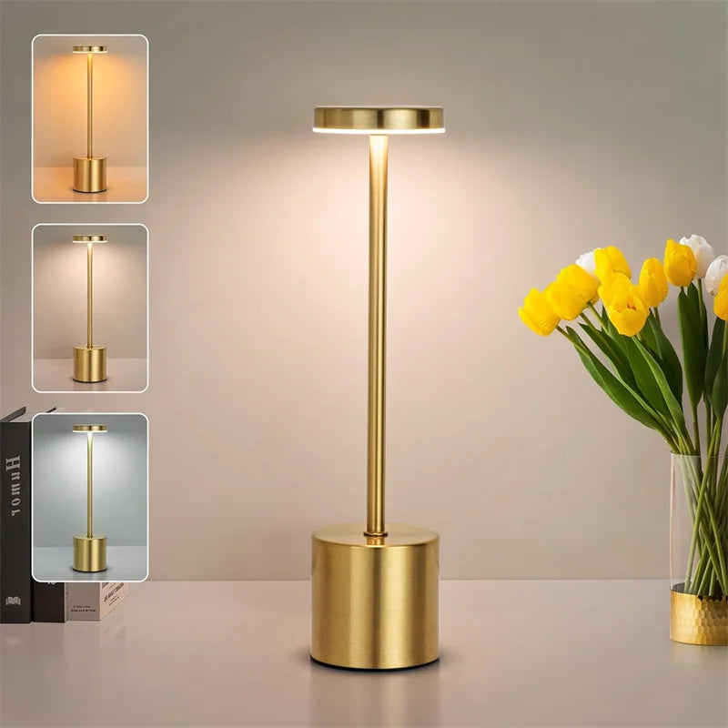 LED Table Lamp Touch Sensor Night Light USB Rechargeable Portable Bedroom Night Light Wireless Reading Lamp Restaurant Hotel Bar