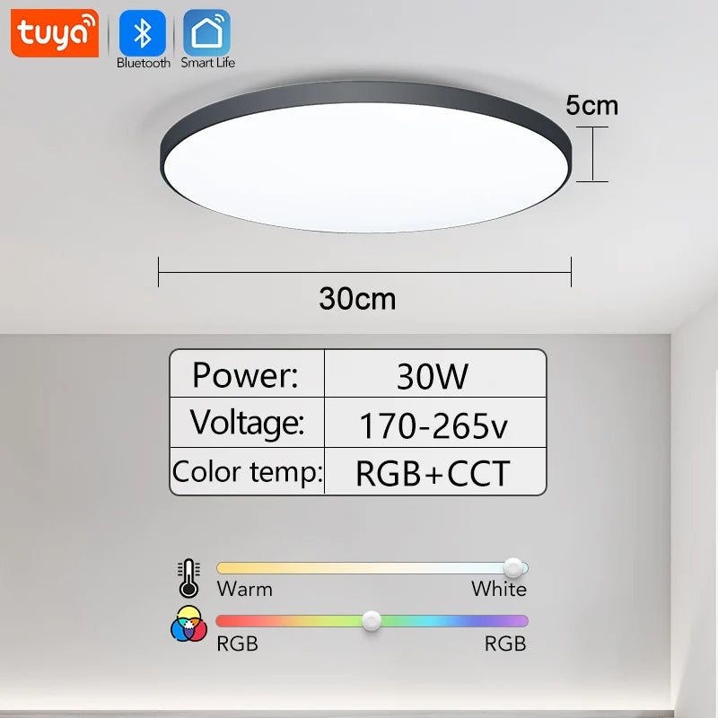 30W 36W Smart LED Ceiling Light RGB Dimming APP TUYA Remote Control Timing Indoor Home Decor Blue...