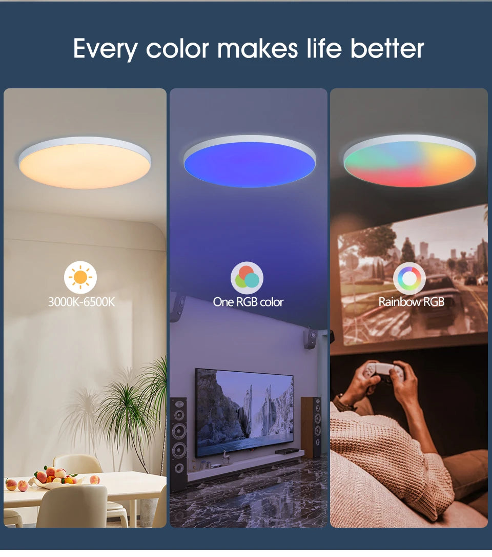 30W 36W Smart LED Ceiling Light RGB Dimming APP TUYA Remote Control Timing Indoor Home Decor Blue...