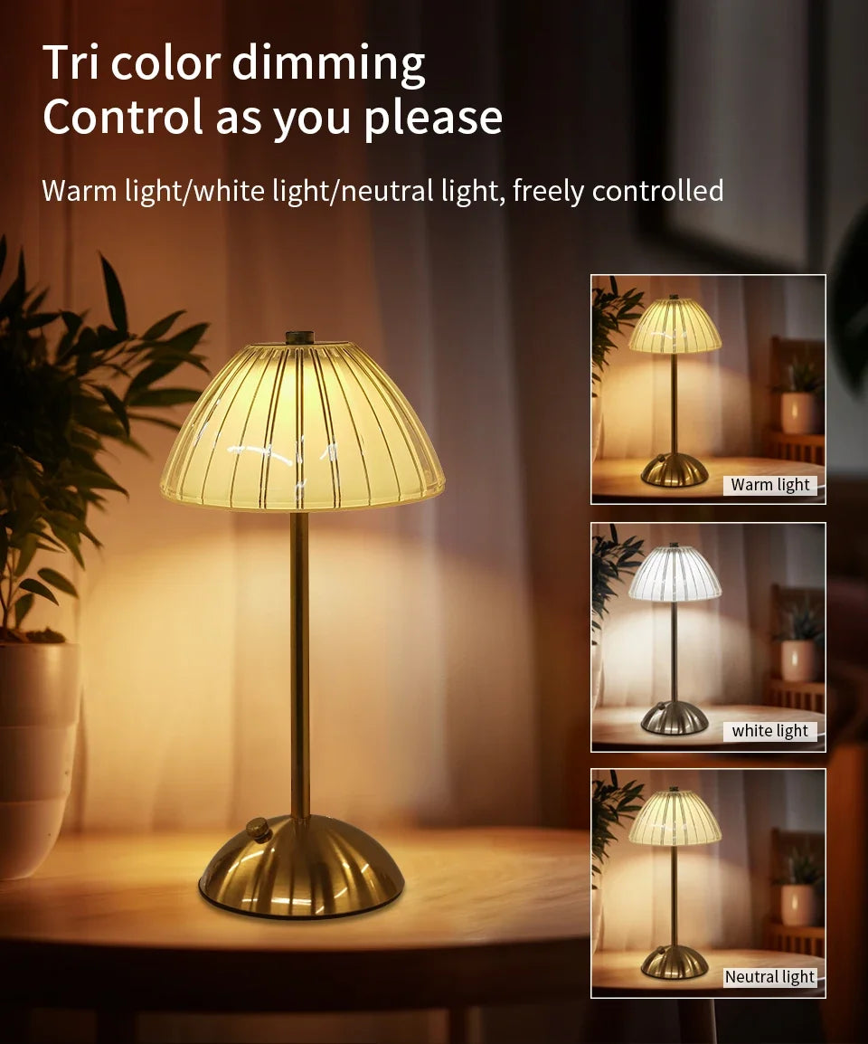 Dimmable Desktop Decor Night Light Table Lamp LED Touch Sensor Rechargeable Wireless Reading Lamp for Hotel Bar Bedroom Light