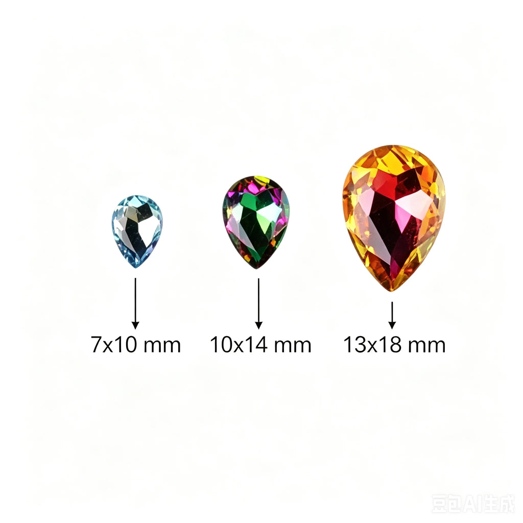 Glass Crystal Water Drop Shape 3 Sizes Rainbow & Jelly Candy AB Colors Point Back Glue On Rhinestone Beads Applique DIY Trim