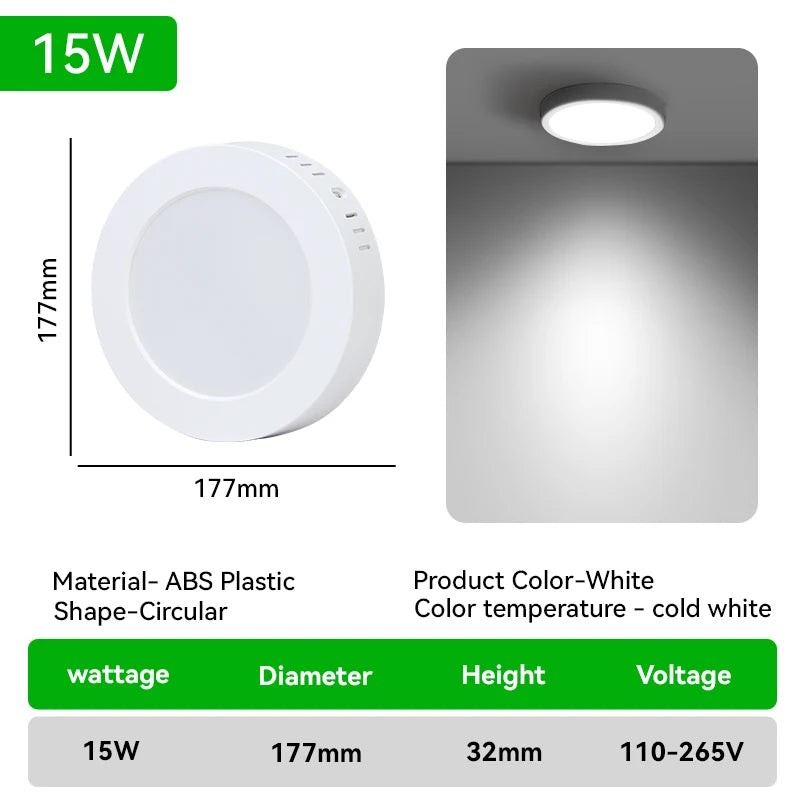 Ultra Thin Circular LED Ceiling Light Wide Pressure Panel for Indoor Lighting in Living Rooms Bedrooms Kitchens