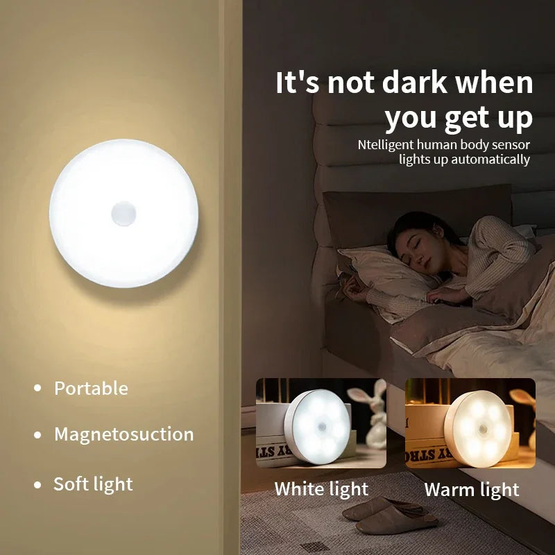 Motion Sensor LED Night Light USB Rechargeable Night Lamp For Kitchen Cabinet Wardrobe Lamp Stair...