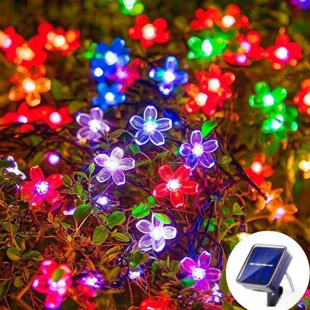 Solar Cherry Garden Flower LightsBattery-operated Garland Solar Outdoor Waterproof Lawn Pathway Christmas Decoration
