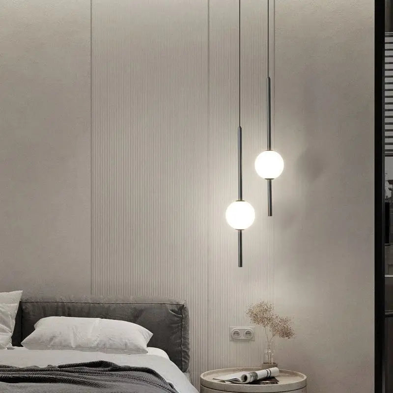Nordic Glass Ball LED Chandelier Lighting Bedroom Bedside Hanging Pendant Lamp Modern Interior Home Decor Lights