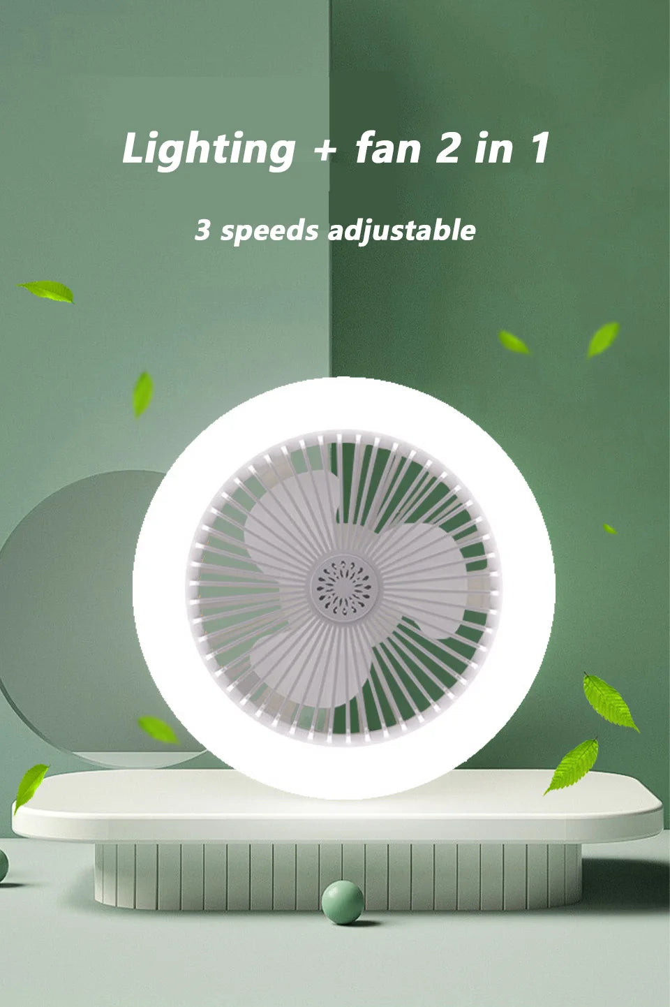 2-in-1 E27 Socket Fan Light Remote Control 85-265V Energy Saving Silent LED Ceiling Fan for Bedro...