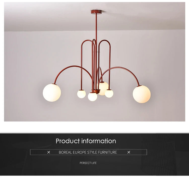 Nordic Minimalist Pendant Light for Living Room Restaurant Lamp Cafe Clothing Store Art Black Gold Red Chandelier