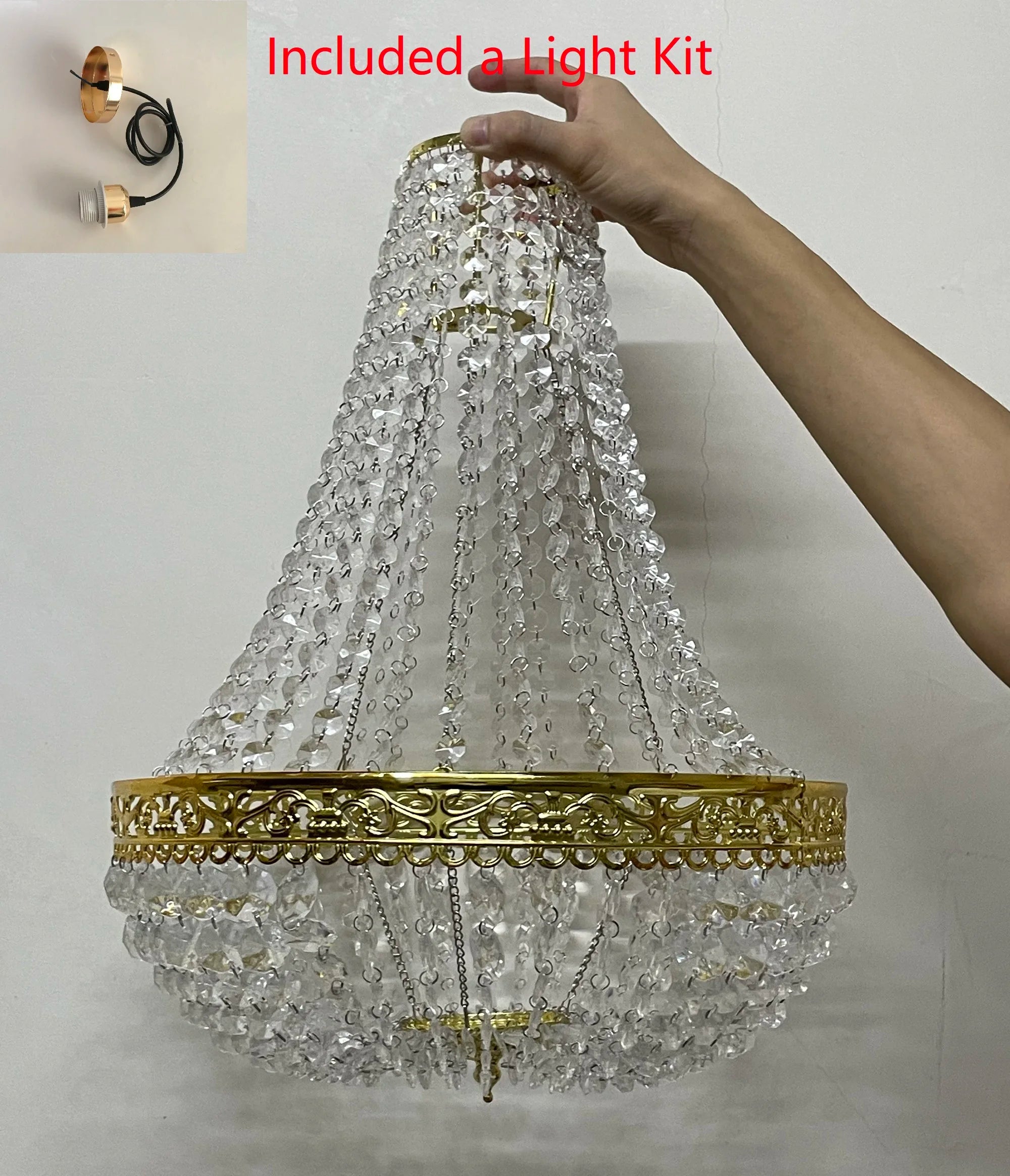 Premium Vintage Crystal Chandelier Ceiling Light Shade Drop Light Easy Fitting Charlotte Pendant Lampshade Without co...
