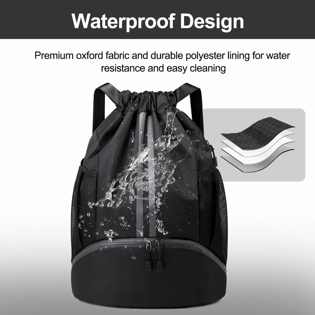 Basketball Bag, Swimming Bag, Dry Wet Separation Women's Storage Bag, Sports Backpack, Training and Fitness Drawstring Backpack