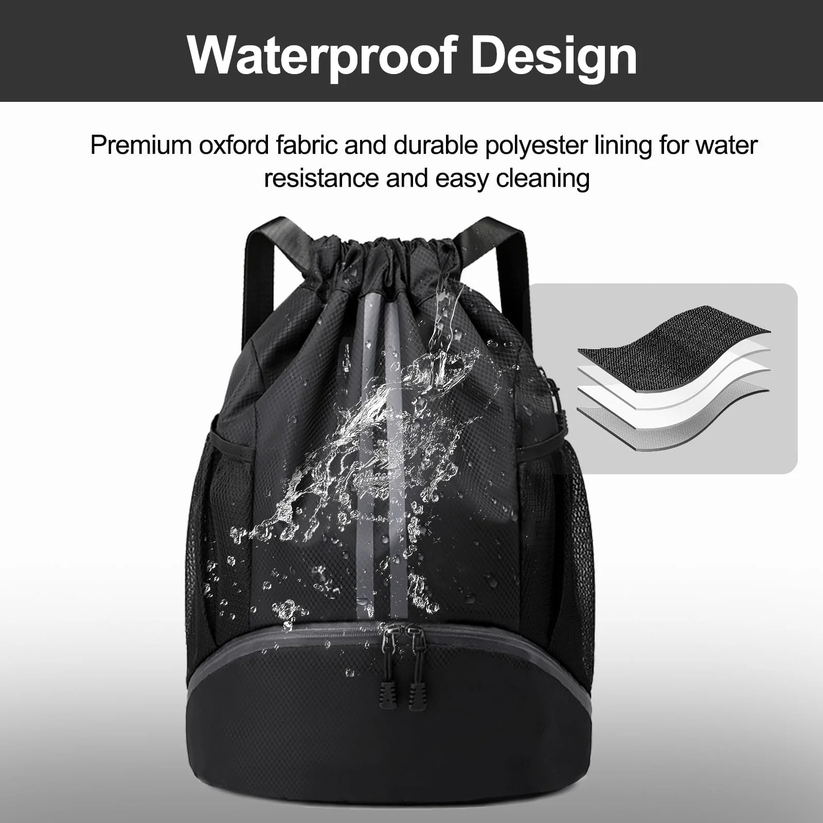 Basketball Bag, Swimming Bag, Dry Wet Separation Women's Storage Bag, Sports Backpack, Training and Fitness Drawstring Backpack