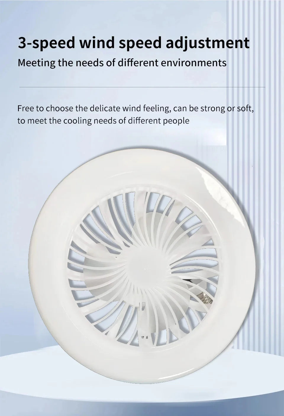 2-in-1 E27 Socket Fan Light Remote Control 85-265V Energy Saving Silent LED Ceiling Fan for Bedro...