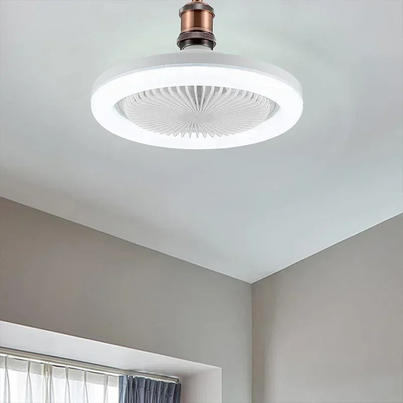 Smart 3-in-1 Ceiling Fan with Remote Control and 3-Speed E27 Lighting Base for Bedroom and Living...