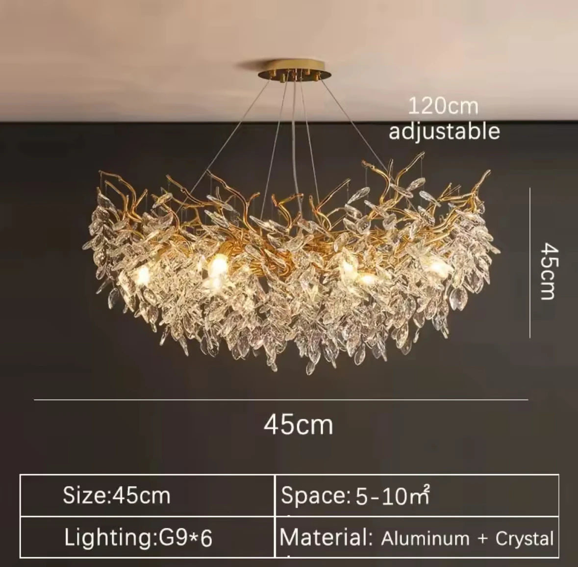 Luxury Gold Crystal LED Chandelier — Dining & Living Room