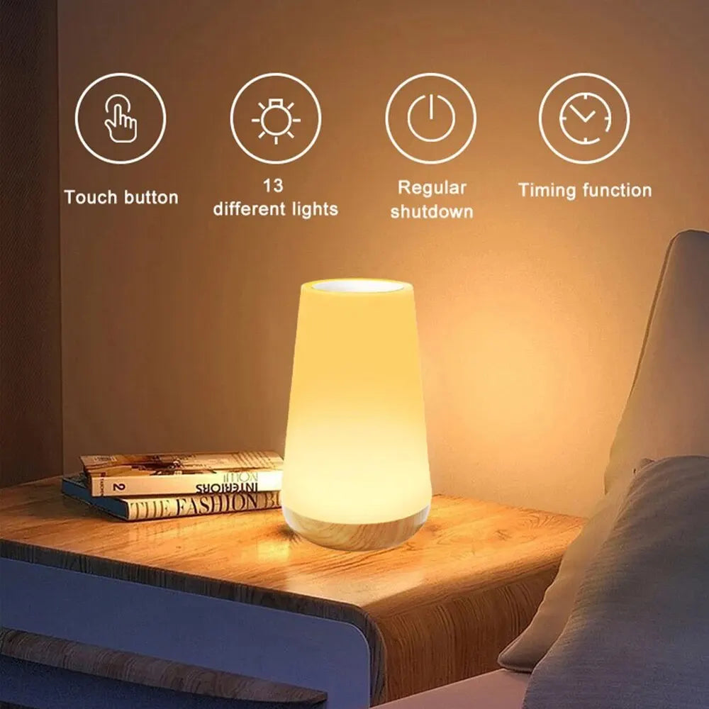 Table Lamp Bedside Lamp For Bedroom 13 Color Changing Touch Night Light RGB Remote Dimmable USB R...