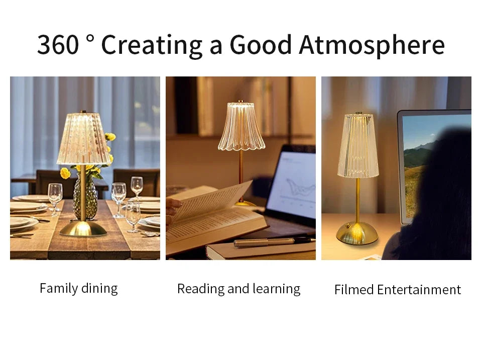 Dimmable Desktop Decor Night Light Table Lamp LED Touch Sensor Rechargeable Wireless Reading Lamp for Hotel Bar Bedroom Light