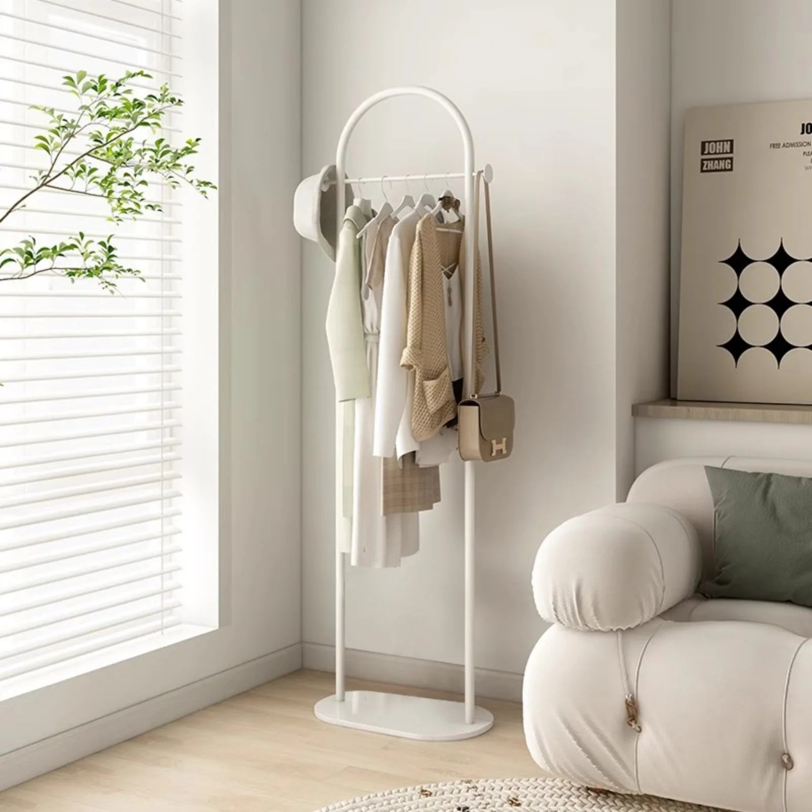 Floor-Standing Clothes Rack for Bedroom, Space-Saving Modern Minimalist Home Use Clothes Rack for Living Room, Indoor Coat Rack