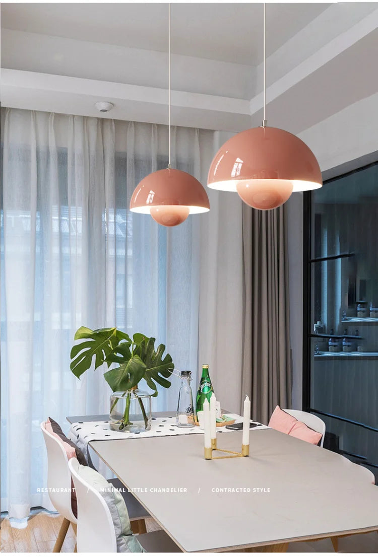Nordic Led Color Chandelier Macaron Danish Mushroom Hanging Lights Restaurant Kitchen Pendant Lamp Home Luminaire LED Lighting